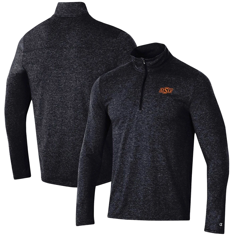 Men's Champion Heathered Black Oklahoma State Cowboys Field Day Team Quarter-Zip Jacket