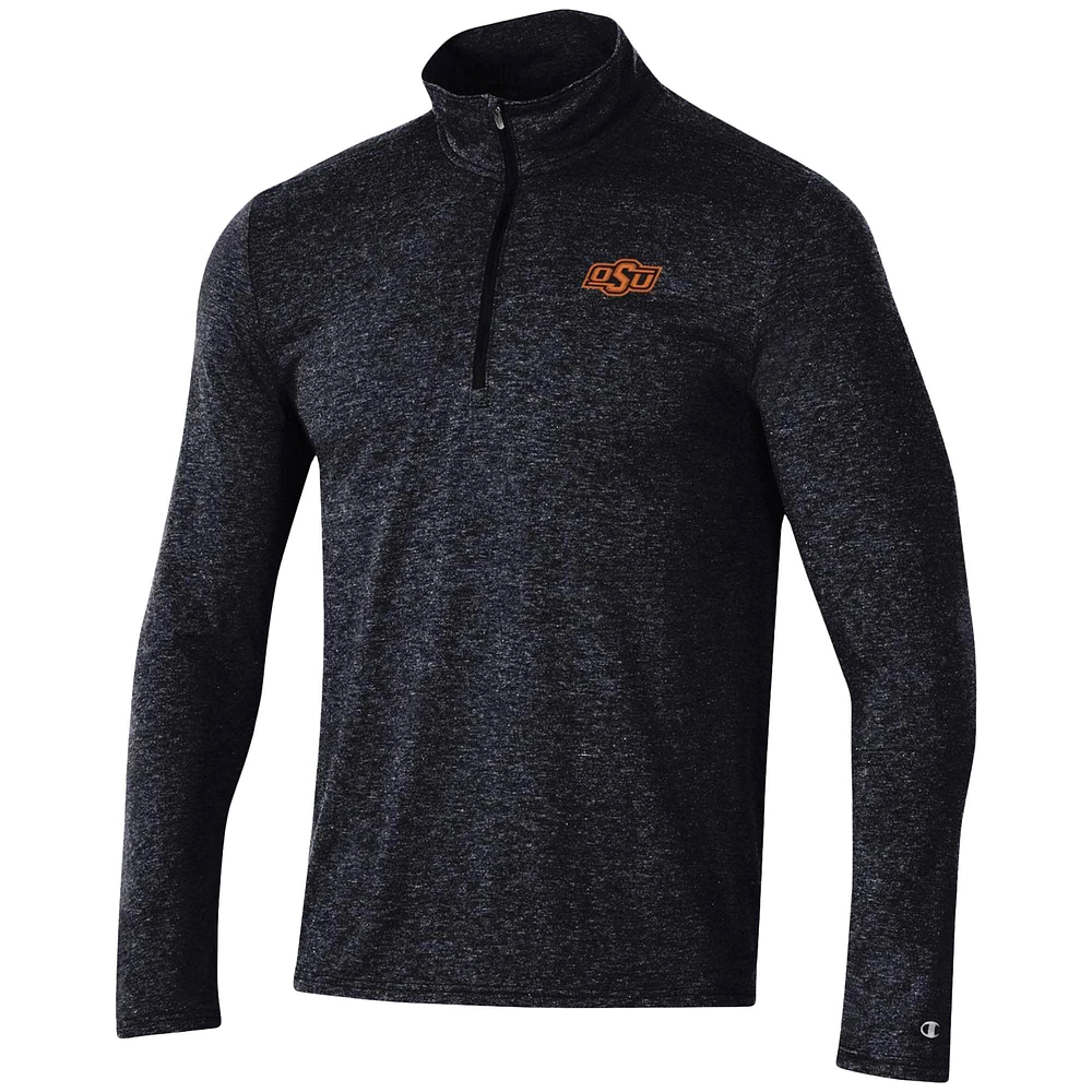 Men's Champion Heathered Black Oklahoma State Cowboys Field Day Team Quarter-Zip Jacket