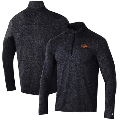 Men's Champion Heathered Black Oklahoma State Cowboys Field Day Team Quarter-Zip Jacket