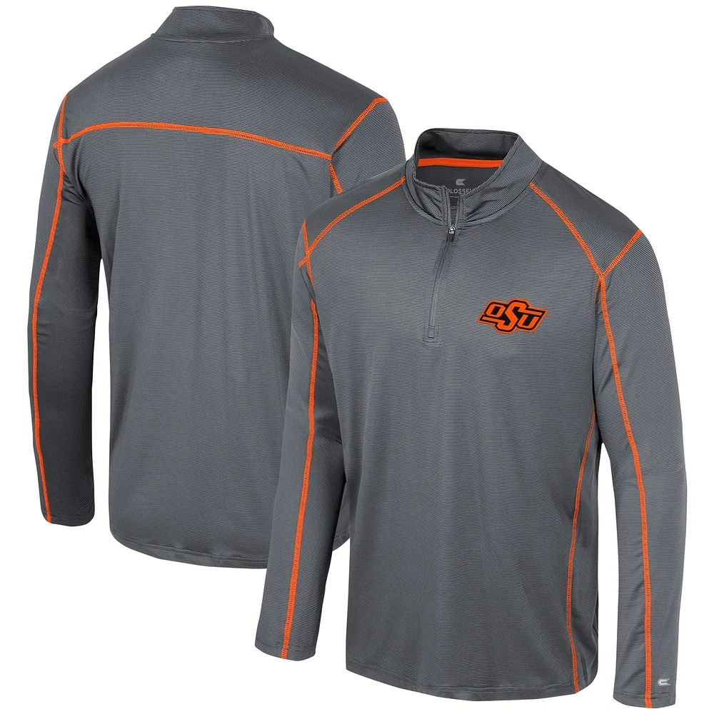 Men's Colosseum Black Oklahoma State Cowboys Cameron Quarter-Zip Windshirt