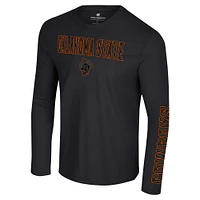 T-shirt à manches longues 2 coups Colosseum Black Oklahoma State Cowboys Color Pop Active Blend pour hommes