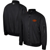 Blouson aviateur entièrement zippé Colosseum noir pour hommes des Oklahoma State Cowboys