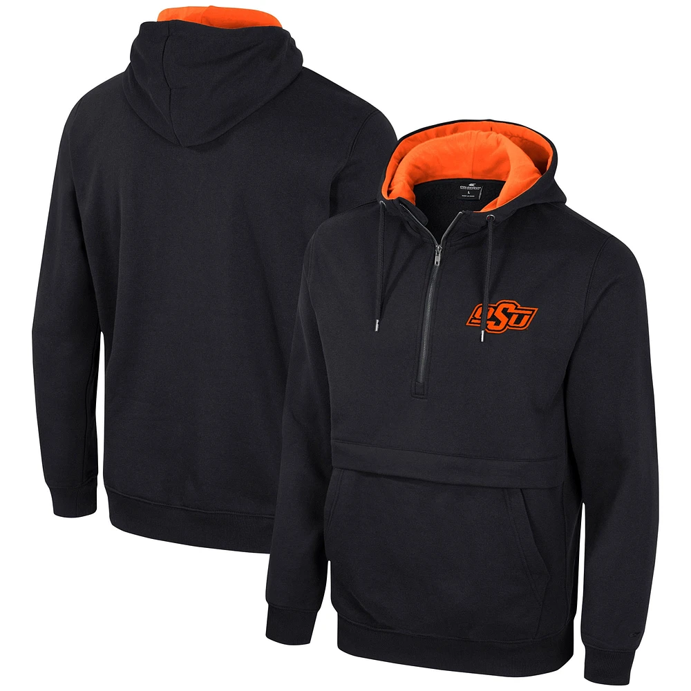 Men's Colosseum Black Oklahoma State Cowboys Half-Zip Hoodie