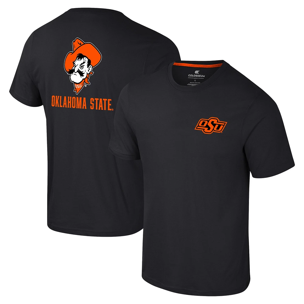 T-shirt Colosseum Black Oklahoma State Cowboys Logo Lockup 2-Hit Active Blend pour hommes