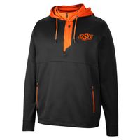 Men's Colosseum Black Oklahoma State Cowboys Luge 3.0 Quarter-Zip Hoodie