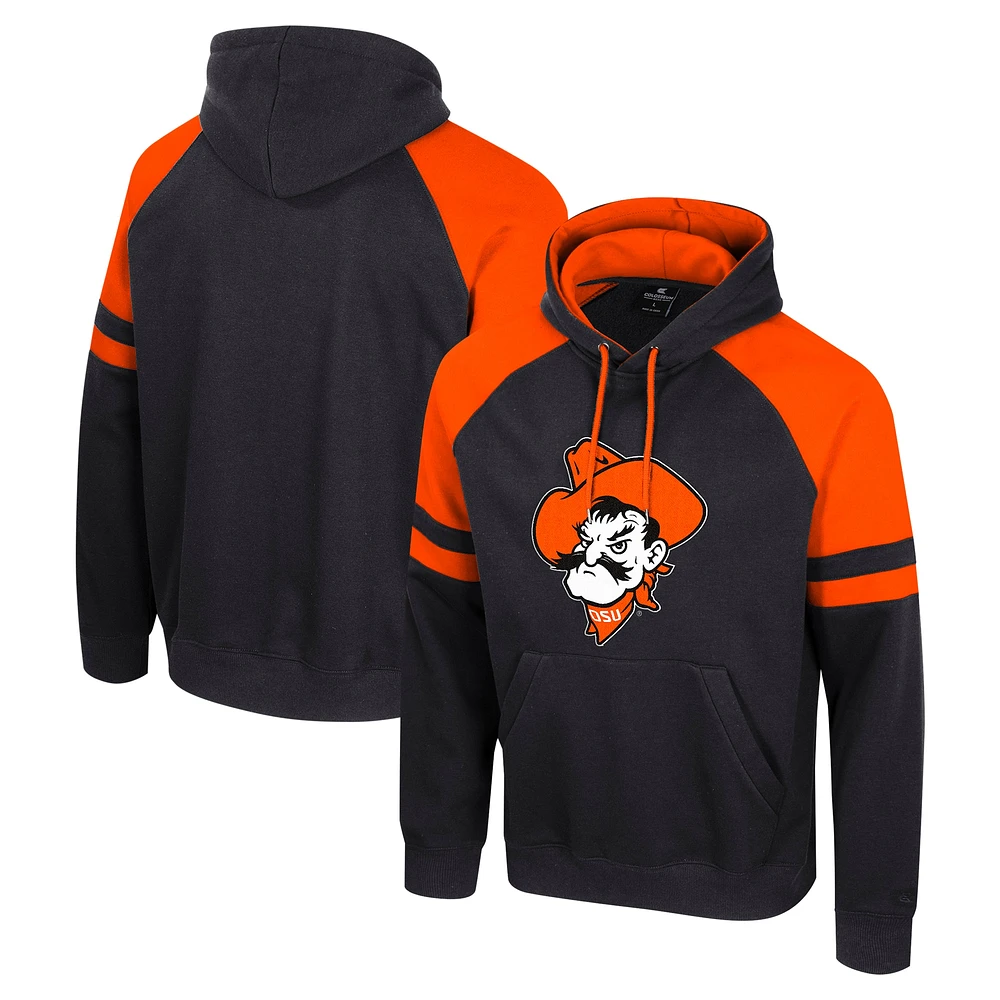 Sweat à capuche raglan Todd pour homme Colosseum Black Oklahoma State Cowboys