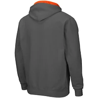 Sweat à capuche entièrement zippé pour homme Colosseum Charcoal Oklahoma State Cowboys Arch & Logo 3.0