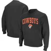 Men's Colosseum Charcoal Oklahoma State Cowboys Arch & Logo Crew Neck Sweatshirt