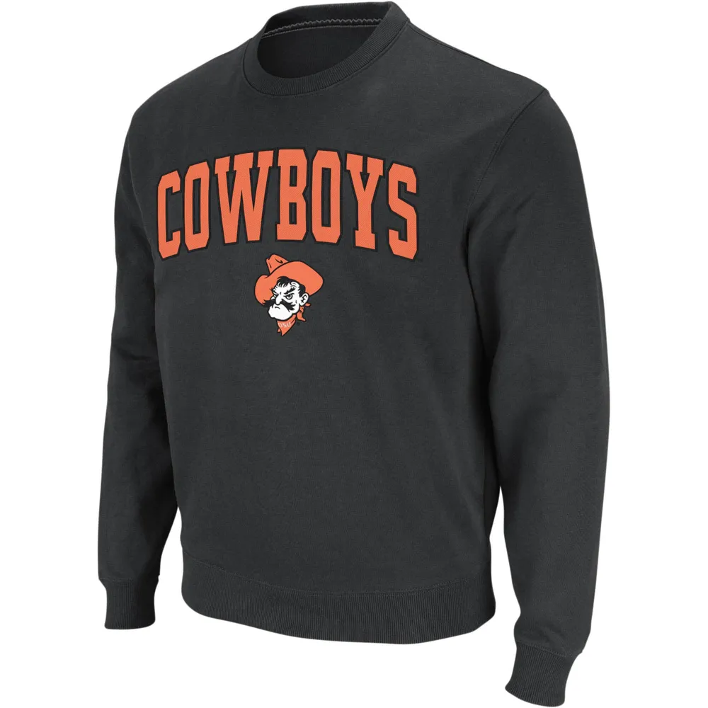 Men's Colosseum Charcoal Oklahoma State Cowboys Arch & Logo Crew Neck Sweatshirt