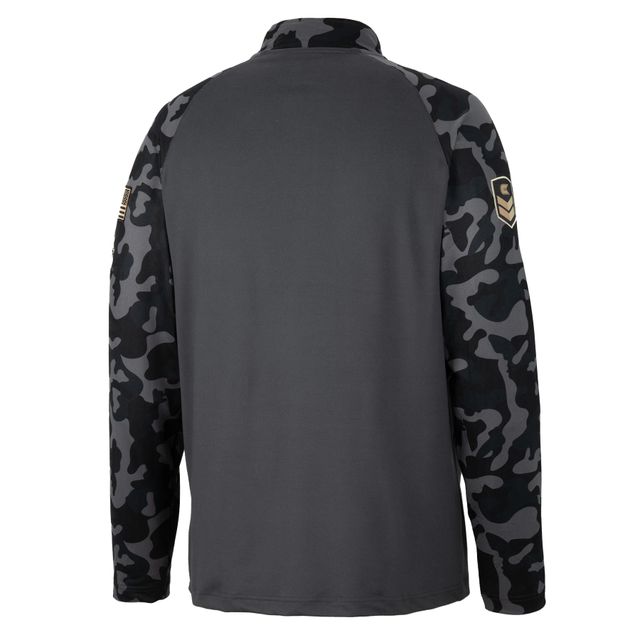 Colosseum Charcoal Oklahoma State Cowboys OHT Military Appreciation Long Range Raglan Quarter-Zip Jacket