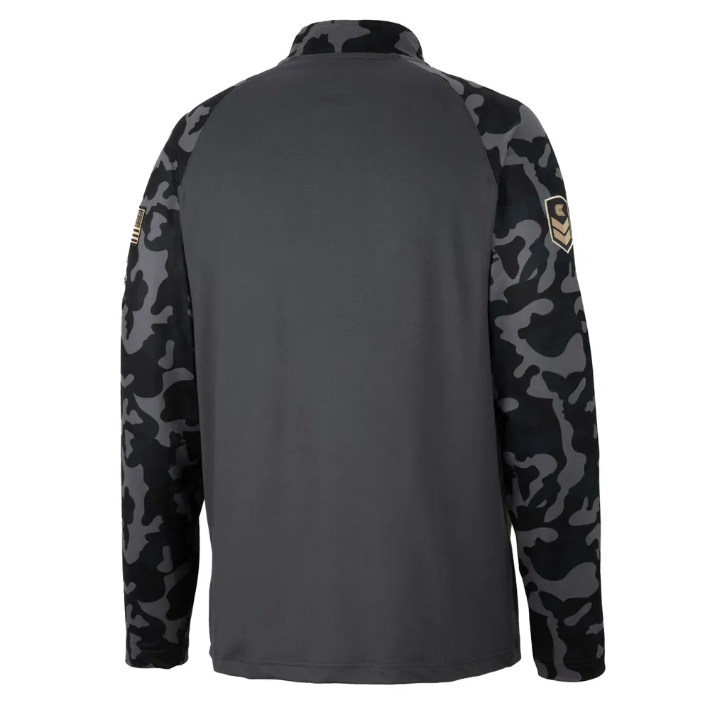 Men's Colosseum Charcoal Oklahoma State Cowboys OHT Military Appreciation Long Range Raglan Quarter-Zip Jacket