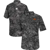 Men's Colosseum  Charcoal Oklahoma State Cowboys Realtree Aspect Charter Full-Button Fishing Shirt