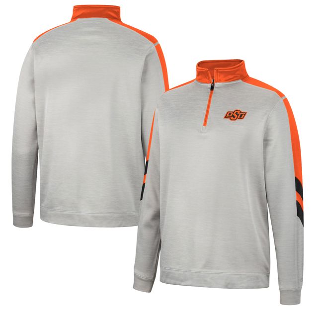 Veste Colosseum Grey/Orange Oklahoma State Cowboys Bushwood Fleece Quarter-Zip pour homme