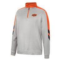 Men's Colosseum Gray/Orange Oklahoma State Cowboys Bushwood Fleece Quarter-Zip Jacket