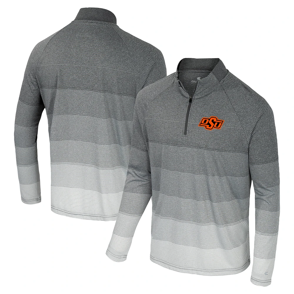 Men's Colosseum  Gray Oklahoma State Cowboys AI Striped Mesh Quarter-Zip Raglan Windshirt