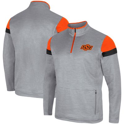 Men's Colosseum Gray Oklahoma State Cowboys Bingo Quarter-Zip Jacket