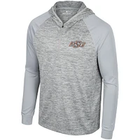 Men's Colosseum Gray Oklahoma State Cowboys Cybernetic Raglan Quarter-Zip Hooded Top