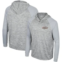 Men's Colosseum Gray Oklahoma State Cowboys Cybernetic Raglan Quarter-Zip Hooded Top