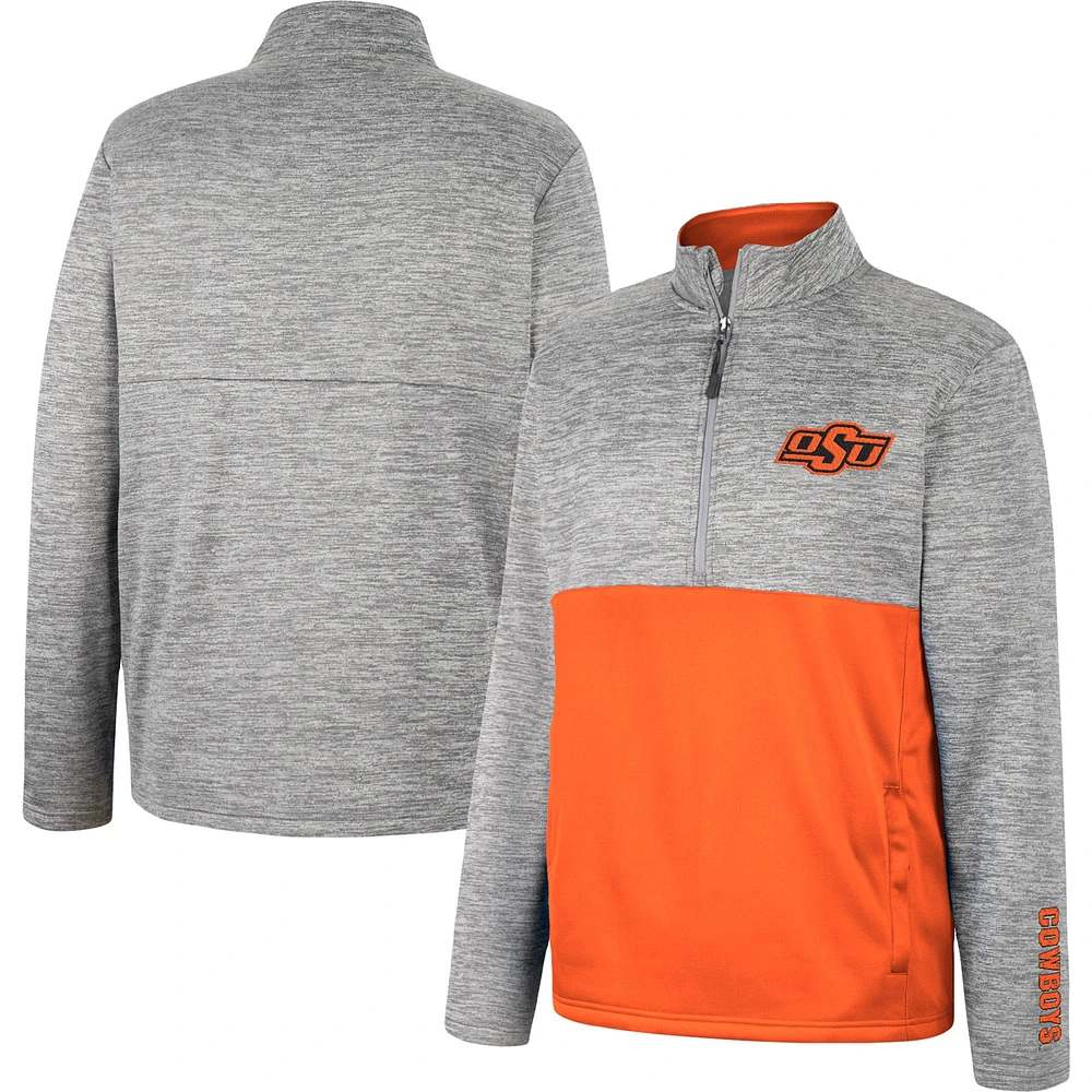 Men's Colosseum Gray Oklahoma State Cowboys John Half-Zip Jacket