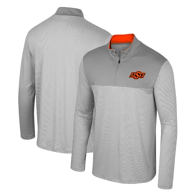 Men's Colosseum Gray Oklahoma State Cowboys Tuck Quarter-Zip Top