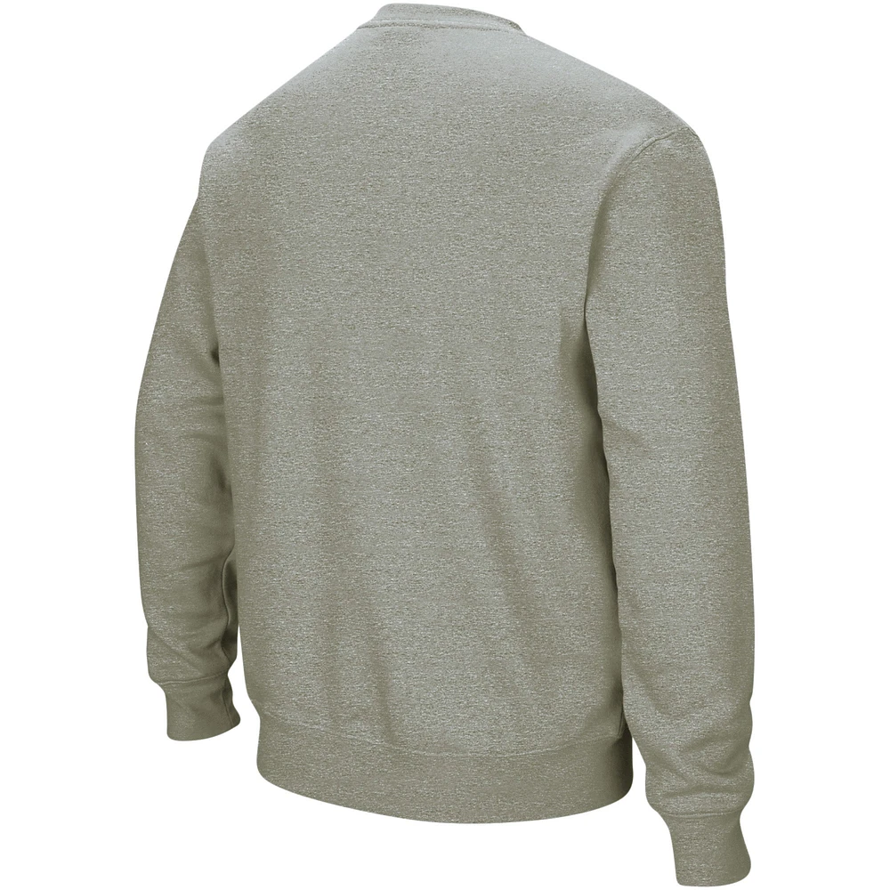 Men's Colosseum Heather Gray Oklahoma State Cowboys Arch & Logo Crew Neck Sweatshirt