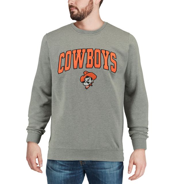 Colosseum gris chiné Oklahoma State Cowboys Arch & Logo Crew Neck Sweatshirt pour homme