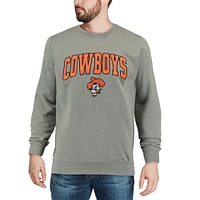 Men's Colosseum Heather Gray Oklahoma State Cowboys Arch & Logo Crew Neck Sweatshirt