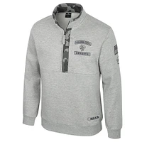 Men's Colosseum Heather Gray Oklahoma State Cowboys OORAH OHT Military Appreciation Fleece Quarter-Zip Jacket