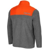 Men's Colosseum Heathered Charcoal/Orange Oklahoma State Cowboys Huff Snap Pullover