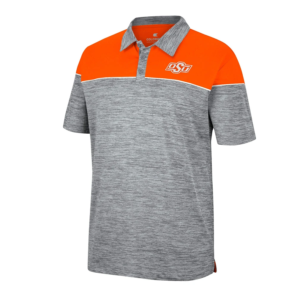 Men's Colosseum Heathered Gray/Orange Oklahoma State Cowboys Birdie Polo