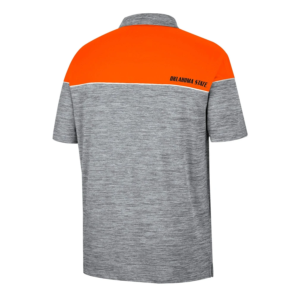 Men's Colosseum Heathered Gray/Orange Oklahoma State Cowboys Birdie Polo