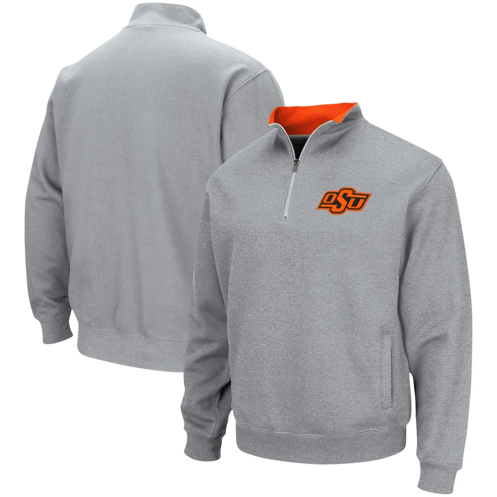 Men's Colosseum Heathered Gray Oklahoma State Cowboys Tortugas Team Logo Quarter-Zip Jacket