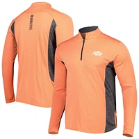 Men's Colosseum Heathered Heather Orange Oklahoma State Cowboys Audible Lightweight Windshirt Quarter-Zip Pullover