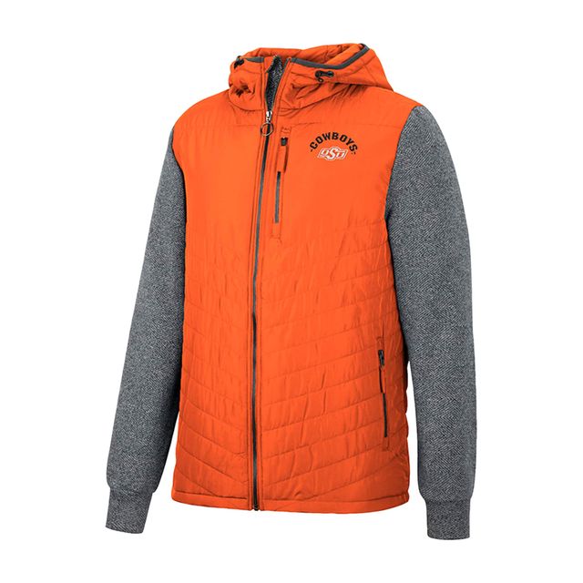 Sweat à capuche entièrement zippé chevrons Colosseum Orange/Charcoal Oklahoma State Cowboys Course pour homme