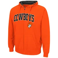 Men's Colosseum Orange Oklahoma State Cowboys Arch & Logo 3.0 Full-Zip Hoodie