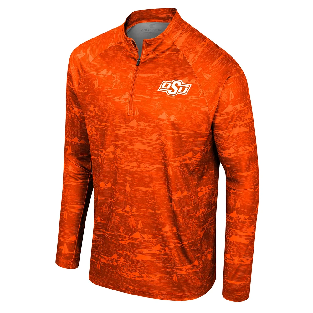 Veste orange Colosseum pour hommes Oklahoma State Cowboys Carson Raglan Quarter-Zip Jacket