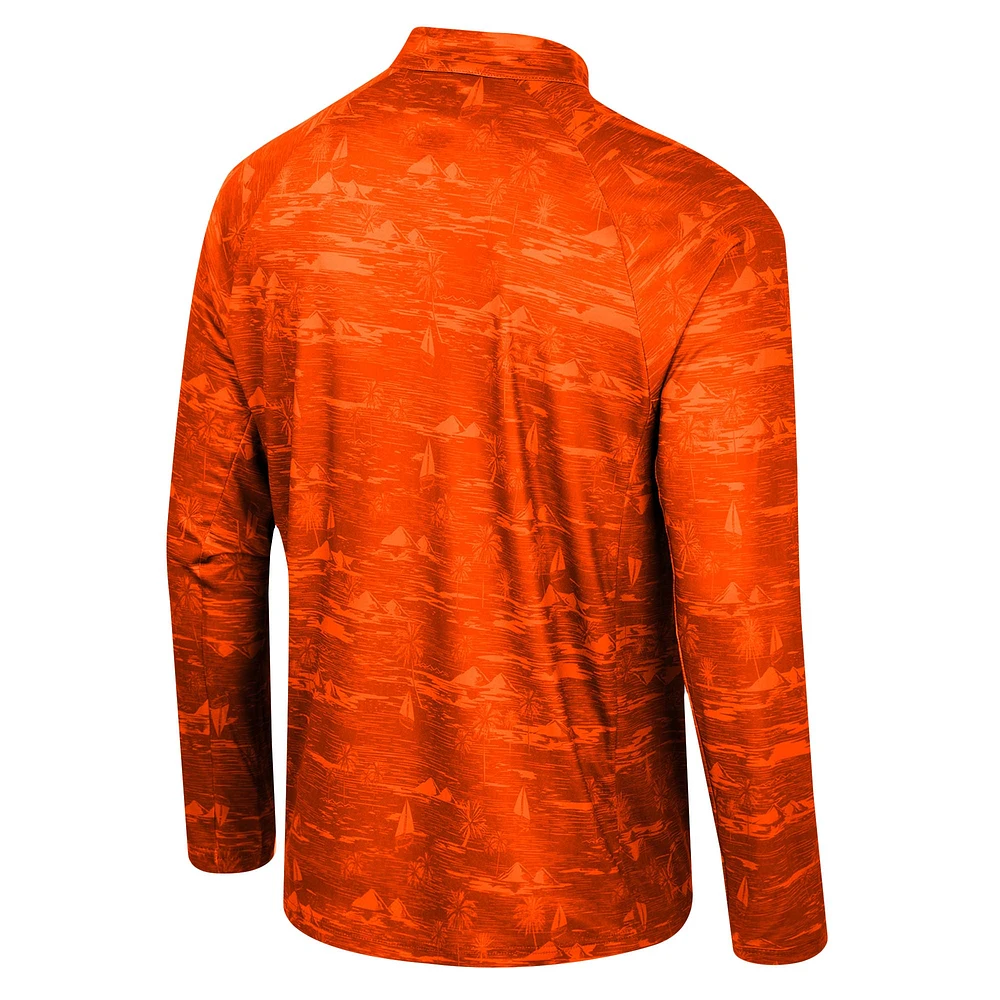 Veste orange Colosseum pour hommes Oklahoma State Cowboys Carson Raglan Quarter-Zip Jacket