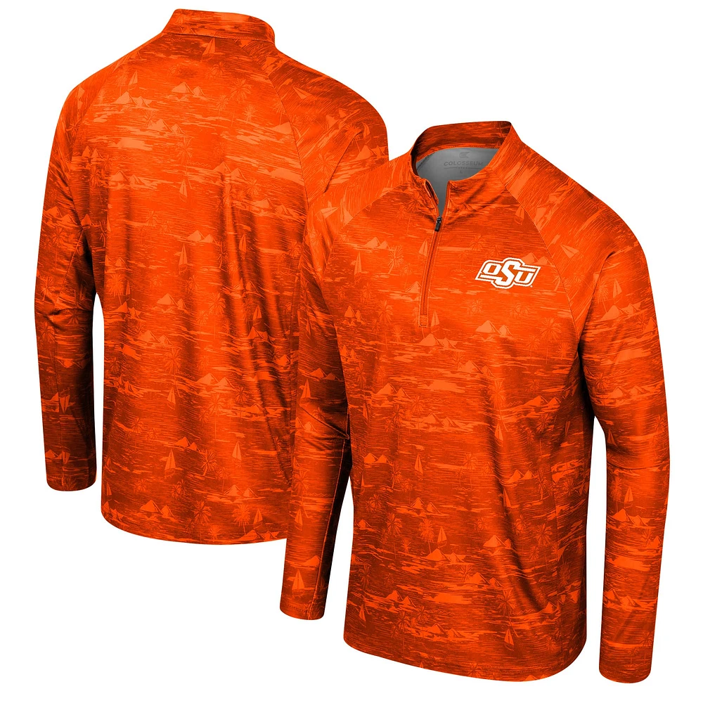 Veste orange Colosseum pour hommes Oklahoma State Cowboys Carson Raglan Quarter-Zip Jacket