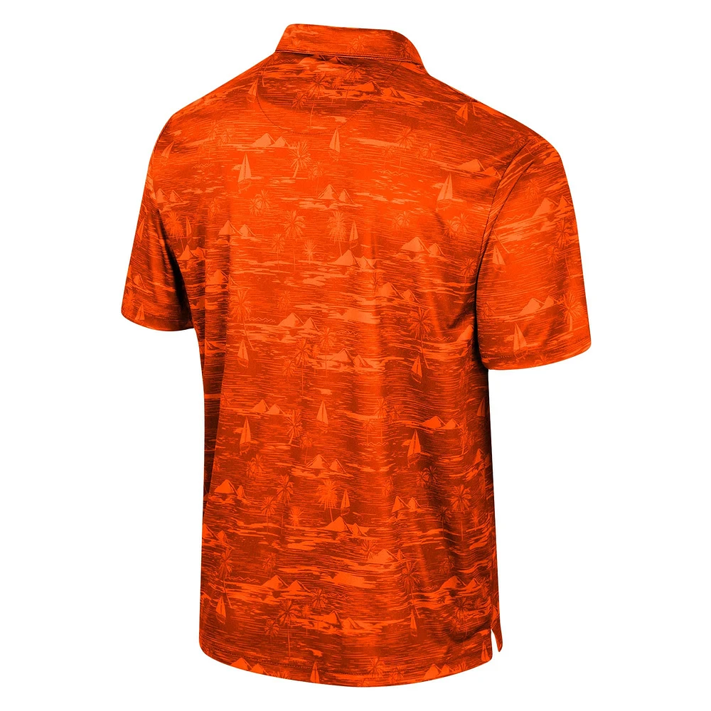 Men's Colosseum Orange Oklahoma State Cowboys Daly Print Polo