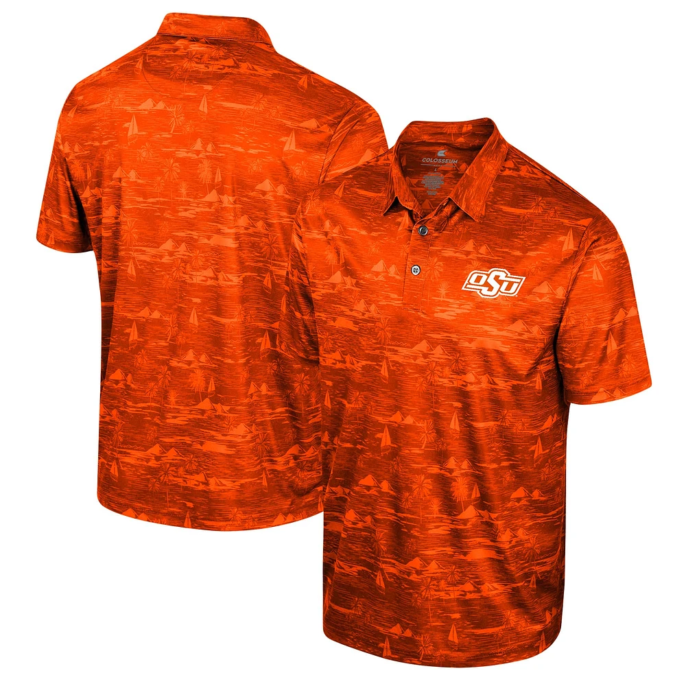 Men's Colosseum Orange Oklahoma State Cowboys Daly Print Polo