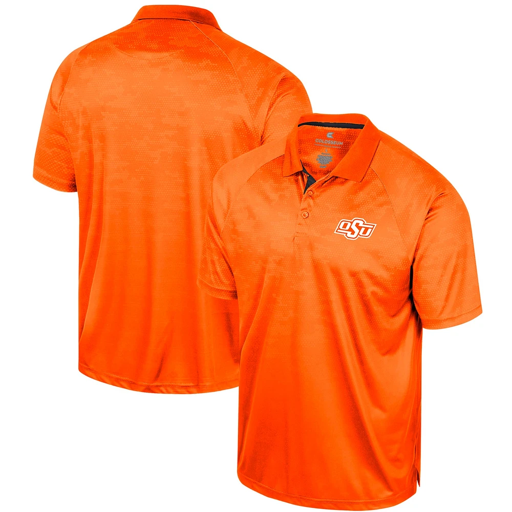 Polo à manches raglan en nid d'abeille Colosseum Orange Oklahoma State Cowboys pour homme