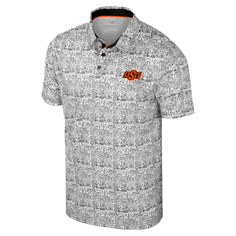 Men's Colosseum Orange Oklahoma State Cowboys It's Time! Allover Print Polo