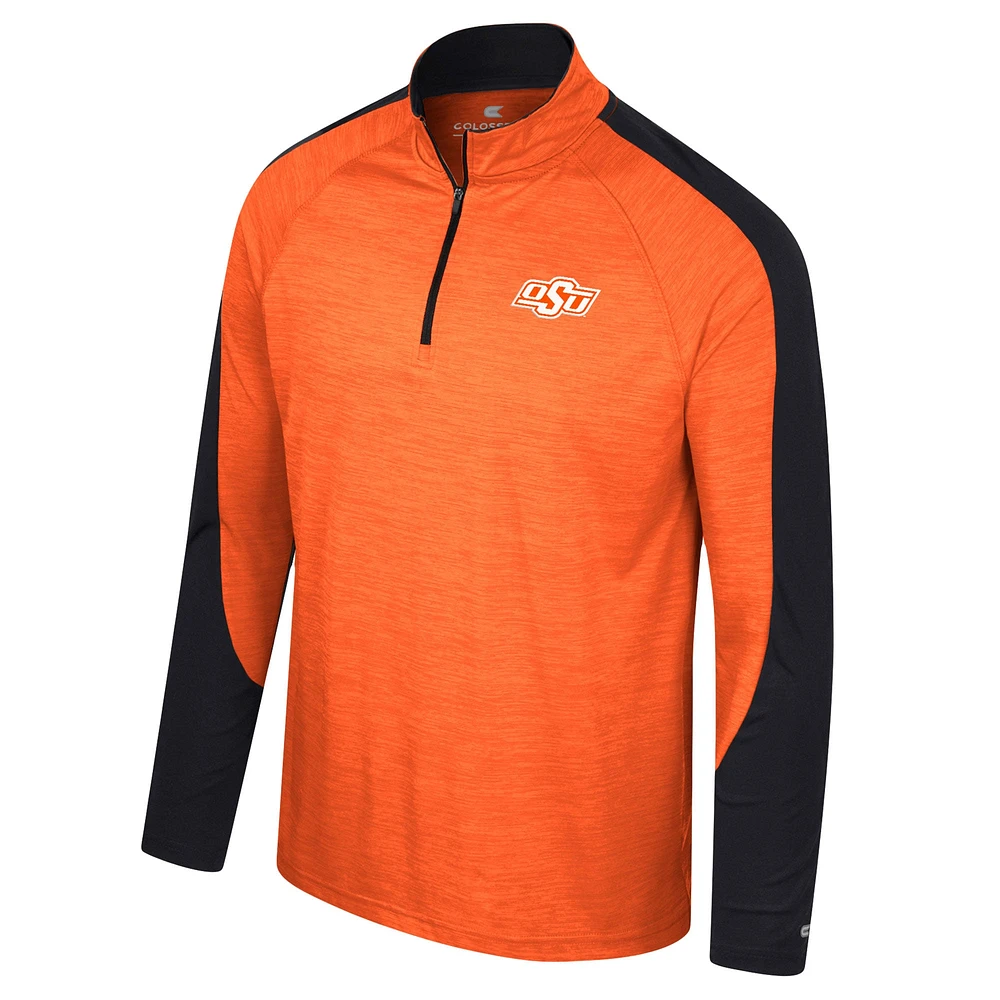 Haut à quart de zip Langmore raglan orange Colosseum pour hommes Oklahoma State Cowboys