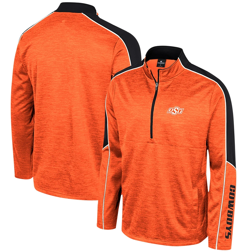 Men's Colosseum Orange Oklahoma State Cowboys Marled Half-Zip Jacket