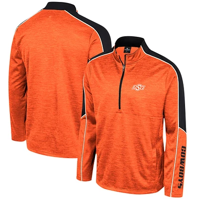 Veste à demi-zip chinée Colosseum Orange Oklahoma State Cowboys pour hommes