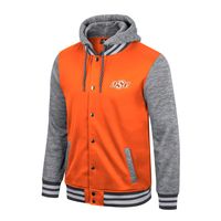 Men's Colosseum Orange Oklahoma State Cowboys Robinson Hoodie Full-Snap Jacket