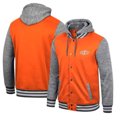 Men's Colosseum Orange Oklahoma State Cowboys Robinson Hoodie Full-Snap Jacket