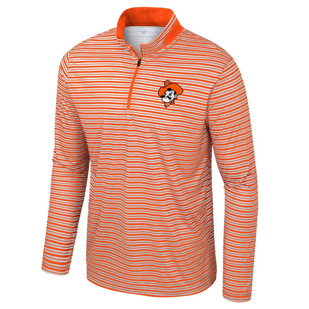 Men's Colosseum Orange Oklahoma State Cowboys Striped Quarter-Zip Top