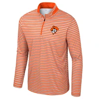 Men's Colosseum Orange Oklahoma State Cowboys Striped Quarter-Zip Top