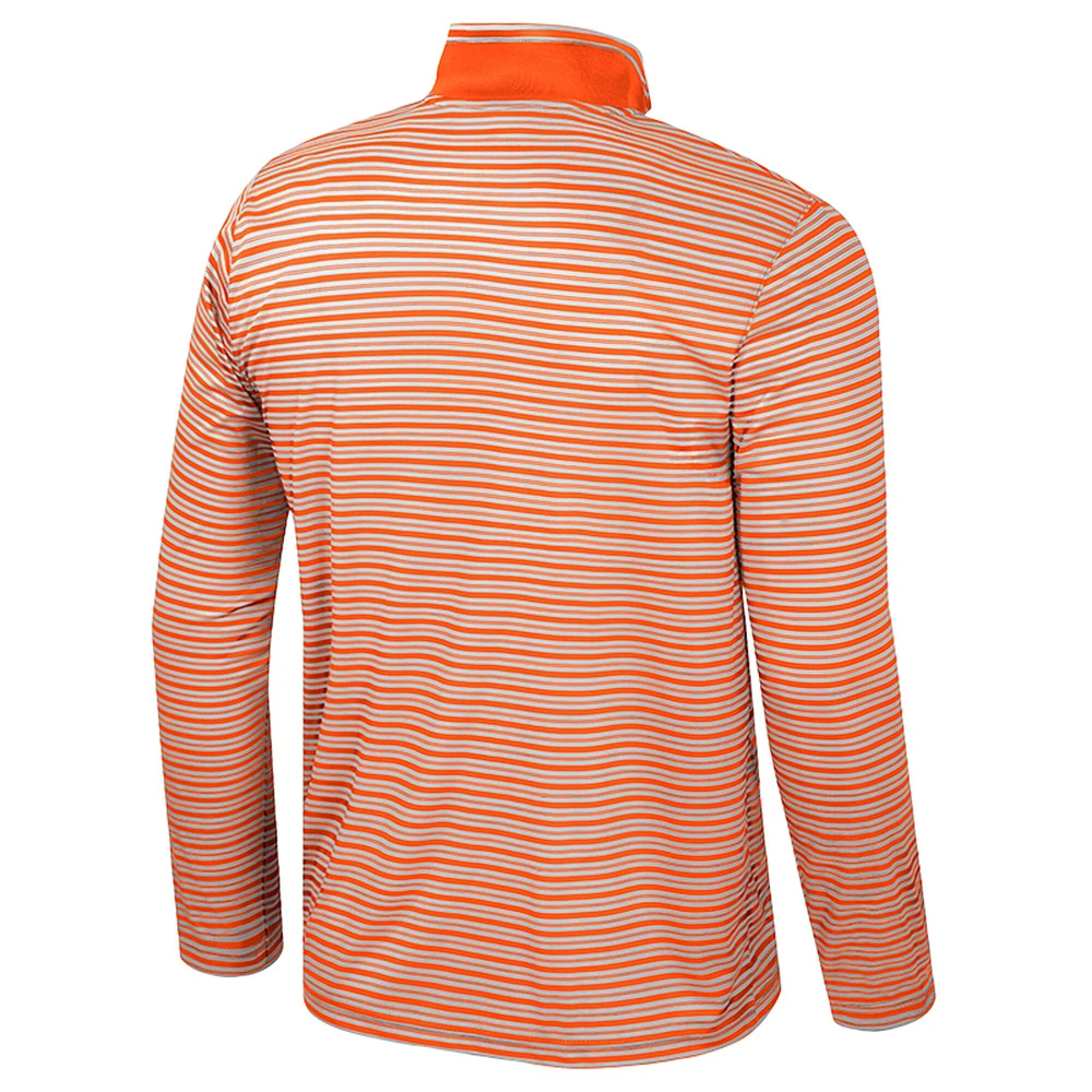 Men's Colosseum Orange Oklahoma State Cowboys Striped Quarter-Zip Top